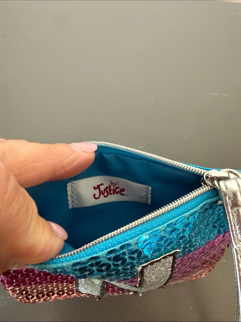 Justice Sequin Initial 'H' Wristlet